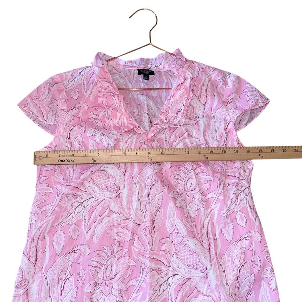 Talbots petite small pink floral sleeveless ruffle neck - Picture 6 of 7